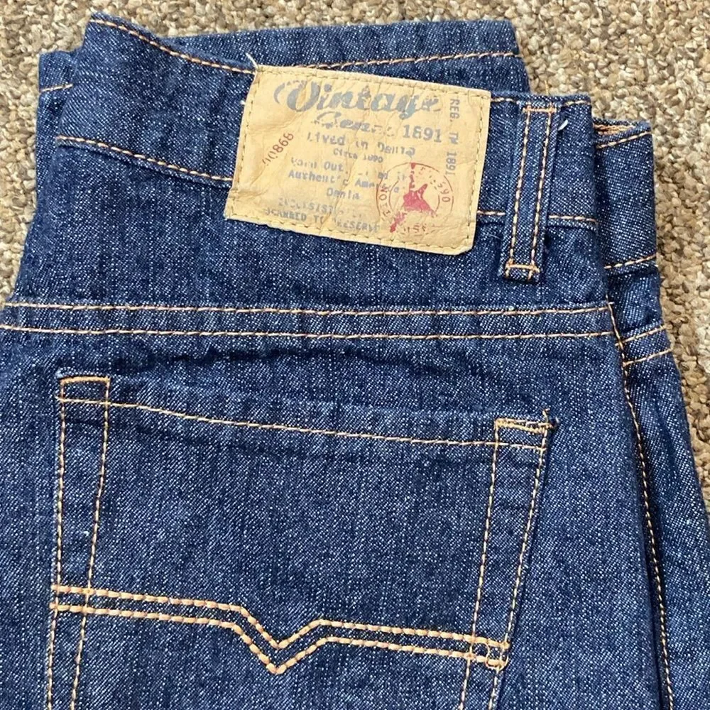 Vintage Genes 1891 💯 Cotton Tapered Indigo Blue Denim Jeans Men’s Size W28/L30